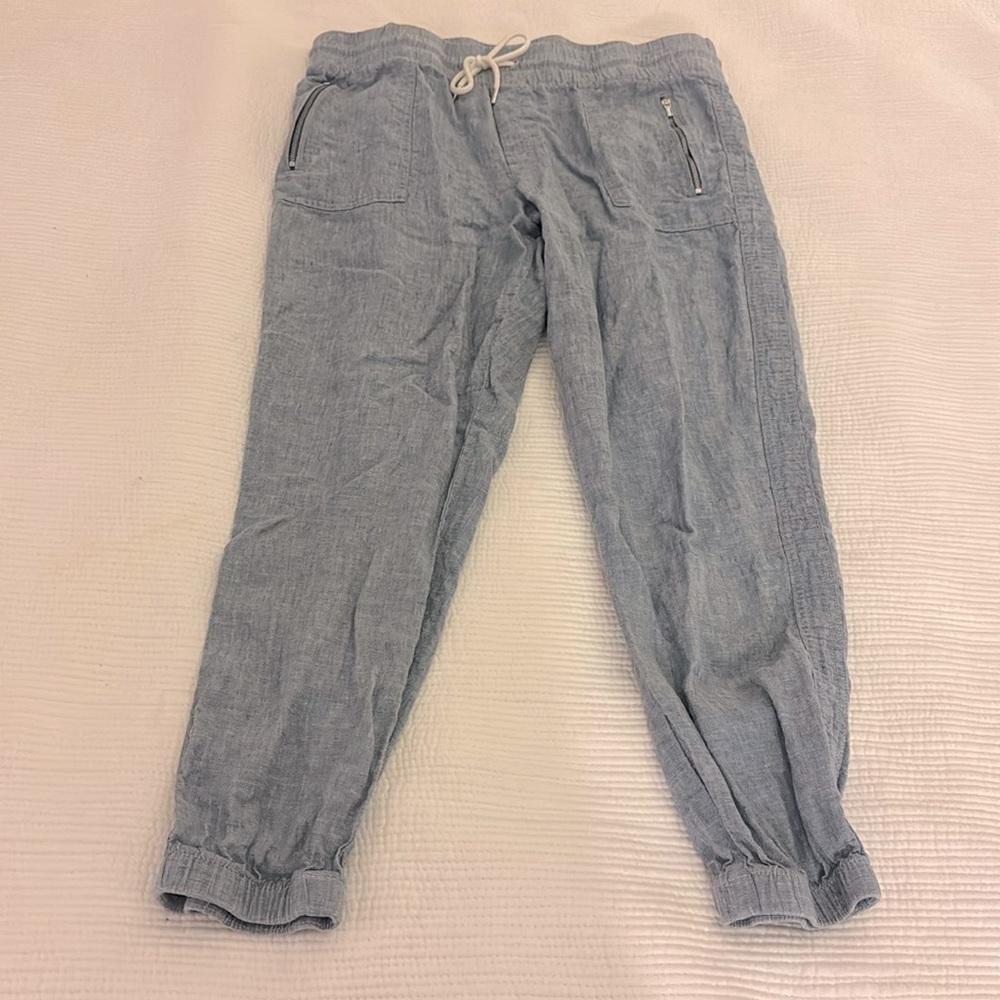 Athleta linen jogger light blue denim size 14